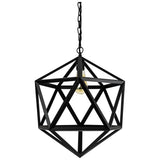 SUNLITE E26 Hexagon Matt Black Pendant Light Fixture