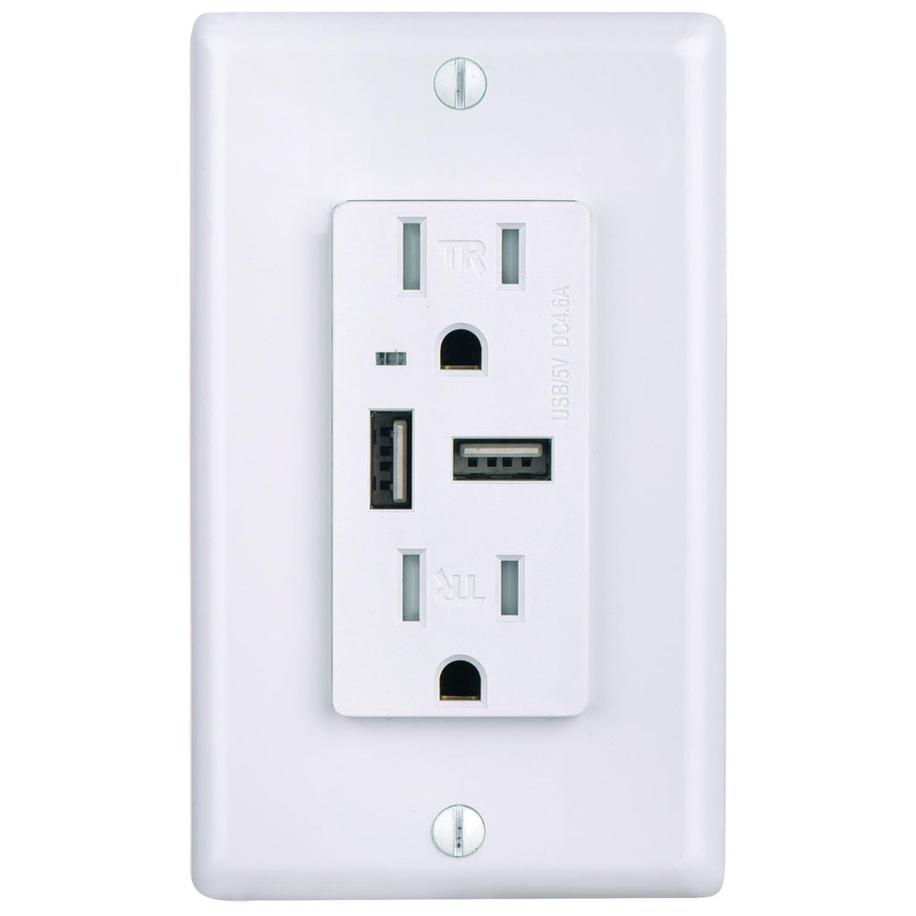 SUNLITE 15 AMP Dual USB Wall Outlet