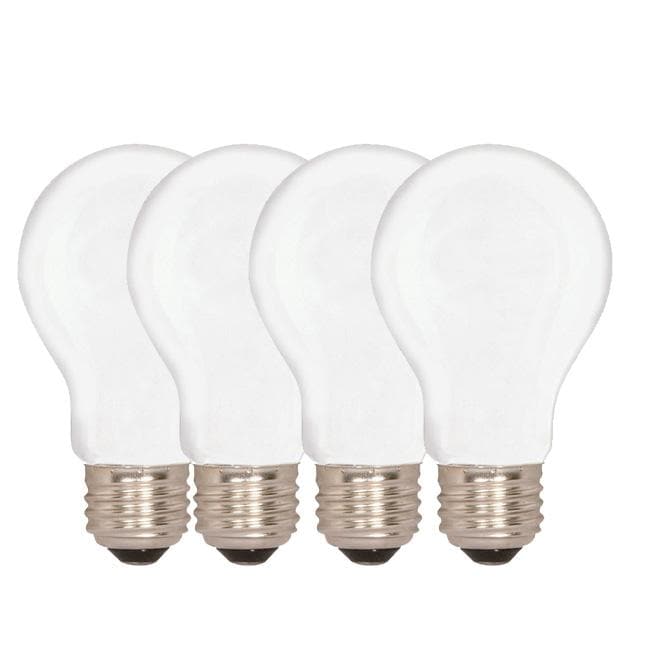 Satco S1811 60W 120V A19 White E26 Medium Base Incandescent lamp - 4 bulbs
