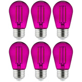 6Pk - 2 watts Purple LED Filament S14 Sign Clear Dimmable Light Bulb
