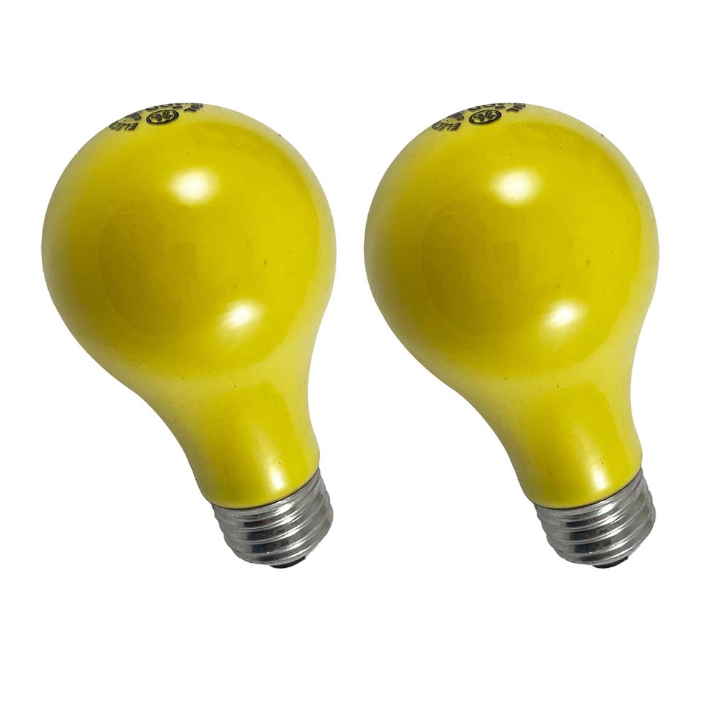 2PK - GE 100w A19 Yellow Bug Light Bulbs