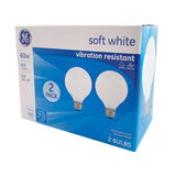 2pk - GE 60W G25 Frosted Decorative 2700K Incandescent Light Bulb