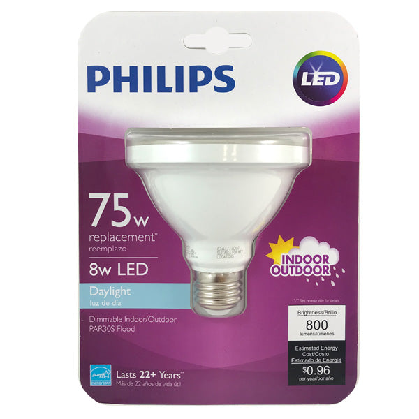 Philips 8W PAR30S LED 5000K Daylight Indoor Outdoor Flood Bulb