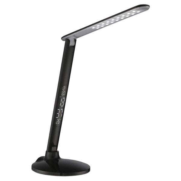 Nuvo 8W LED Light Desk Lamp w/ USB Clock Temperature - Black