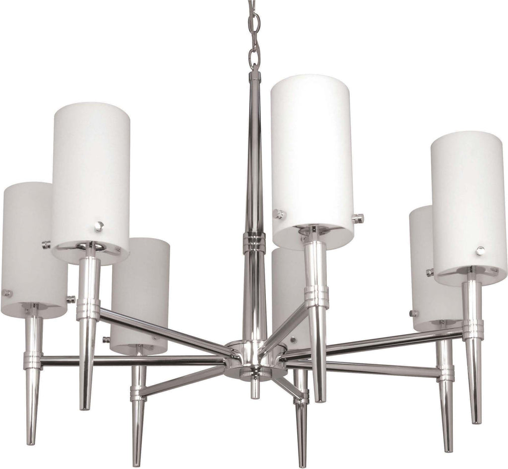 Nuvo Jet - 7 Light - 30 inch - Halogen Chandelier - w/ Satin White Glass - Lamps Included