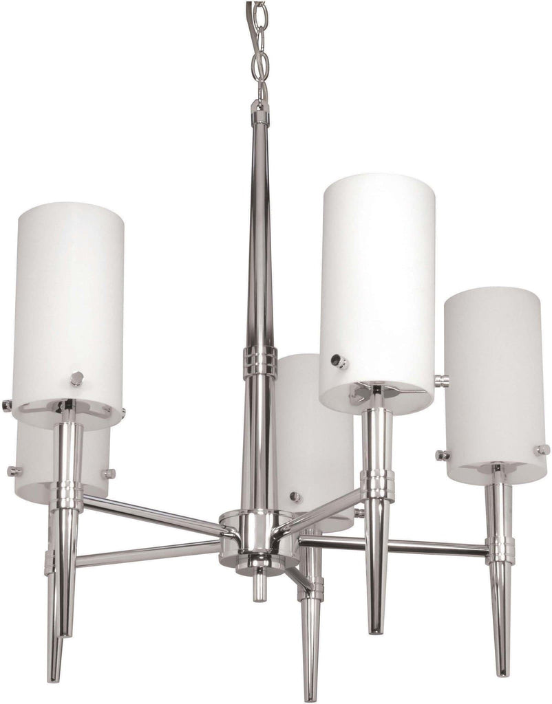Nuvo Jet - 5 Light - 23 1/2 inch - Halogen Chandelier - w/ Satin White Glass - Lamps Included