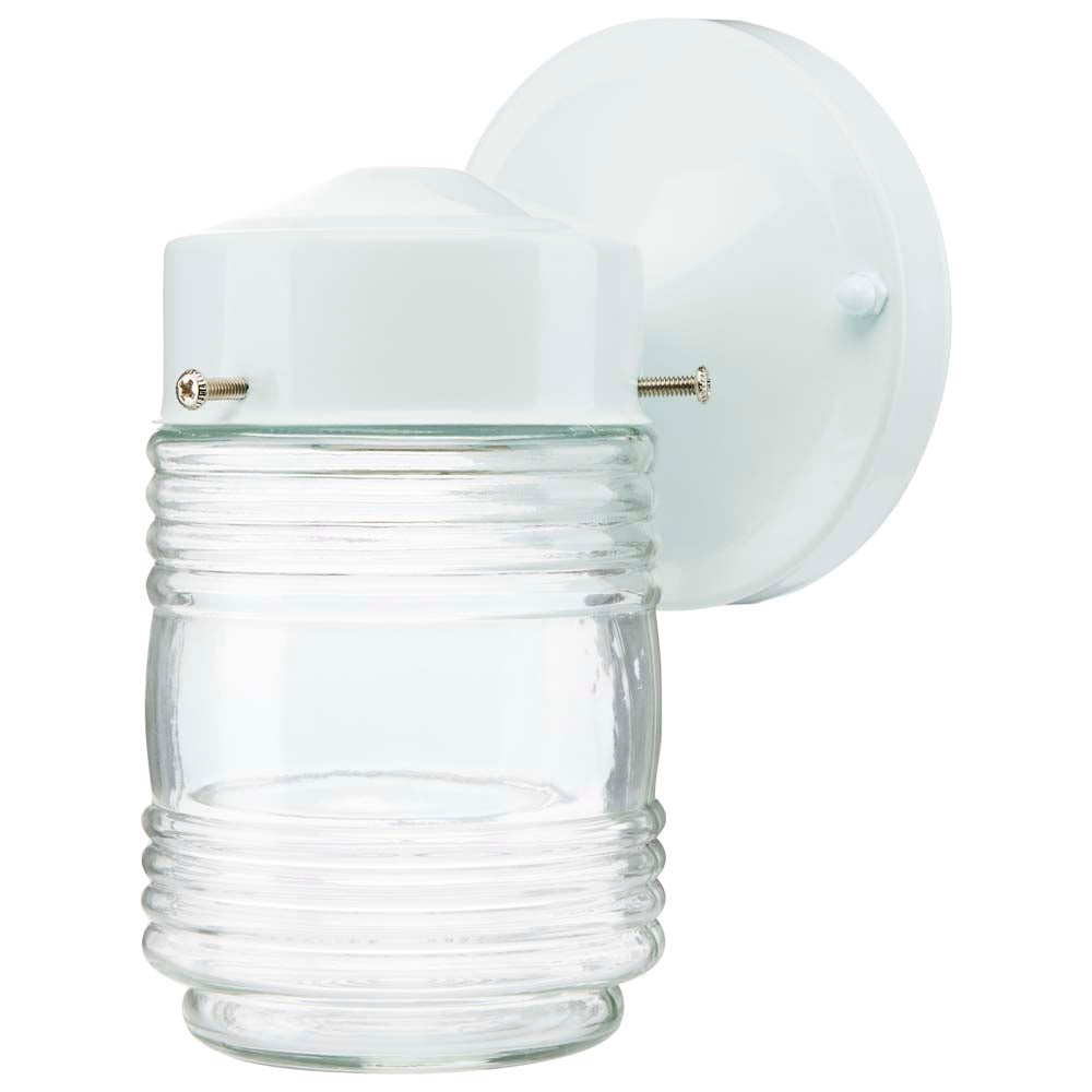 6-in Porch Wall White Mason Jar with Clear Glass