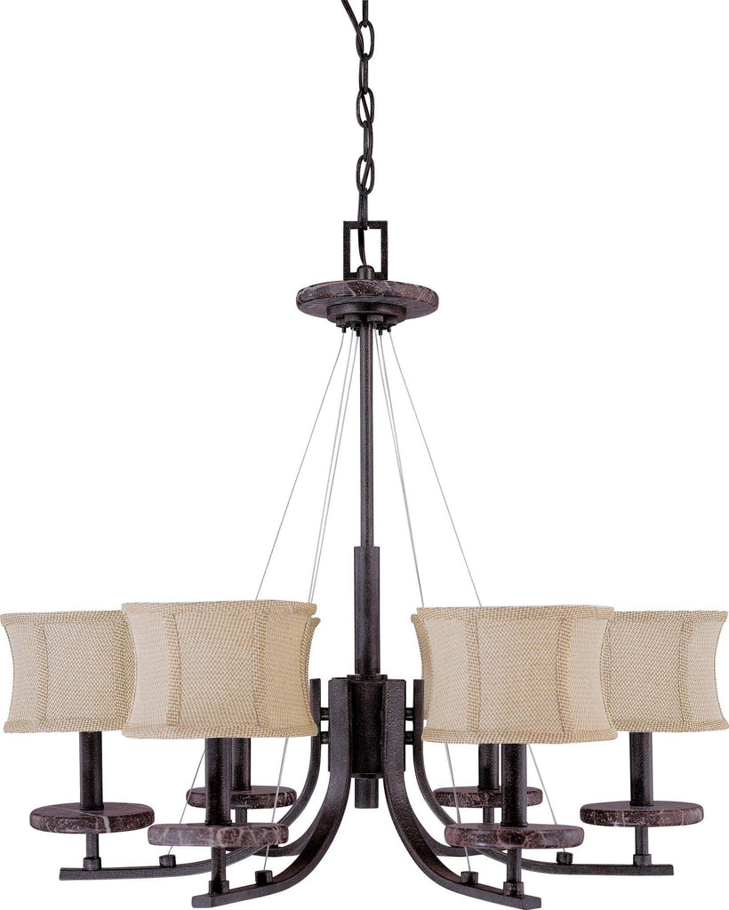 Nuvo Madison - 6 Light 28 inch Chandelier - w/ Fabric Shades