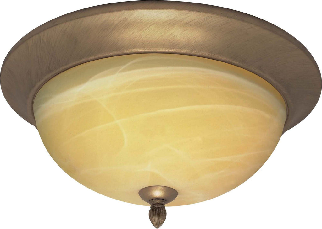 Nuvo Vanguard - 3 Light  15in - Flush Mount w/ Gold Washed Alabaster Swirl Glass