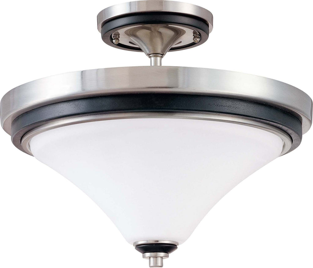 Nuvo Keen - 2 Light Semi-Flush Dome w/ Satin White Glass