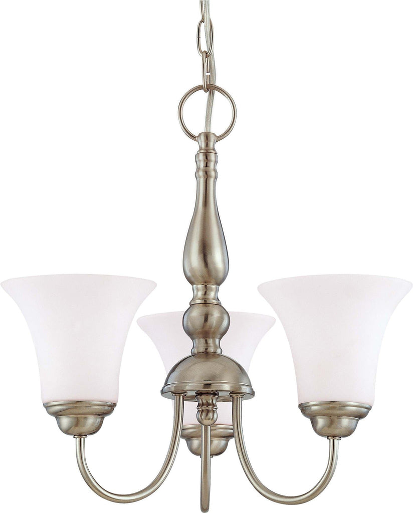 Nuvo Dupont ES - 3 light 16 inch Chandelier w/ Satin White Glass - 13w GU24 Lamps Included