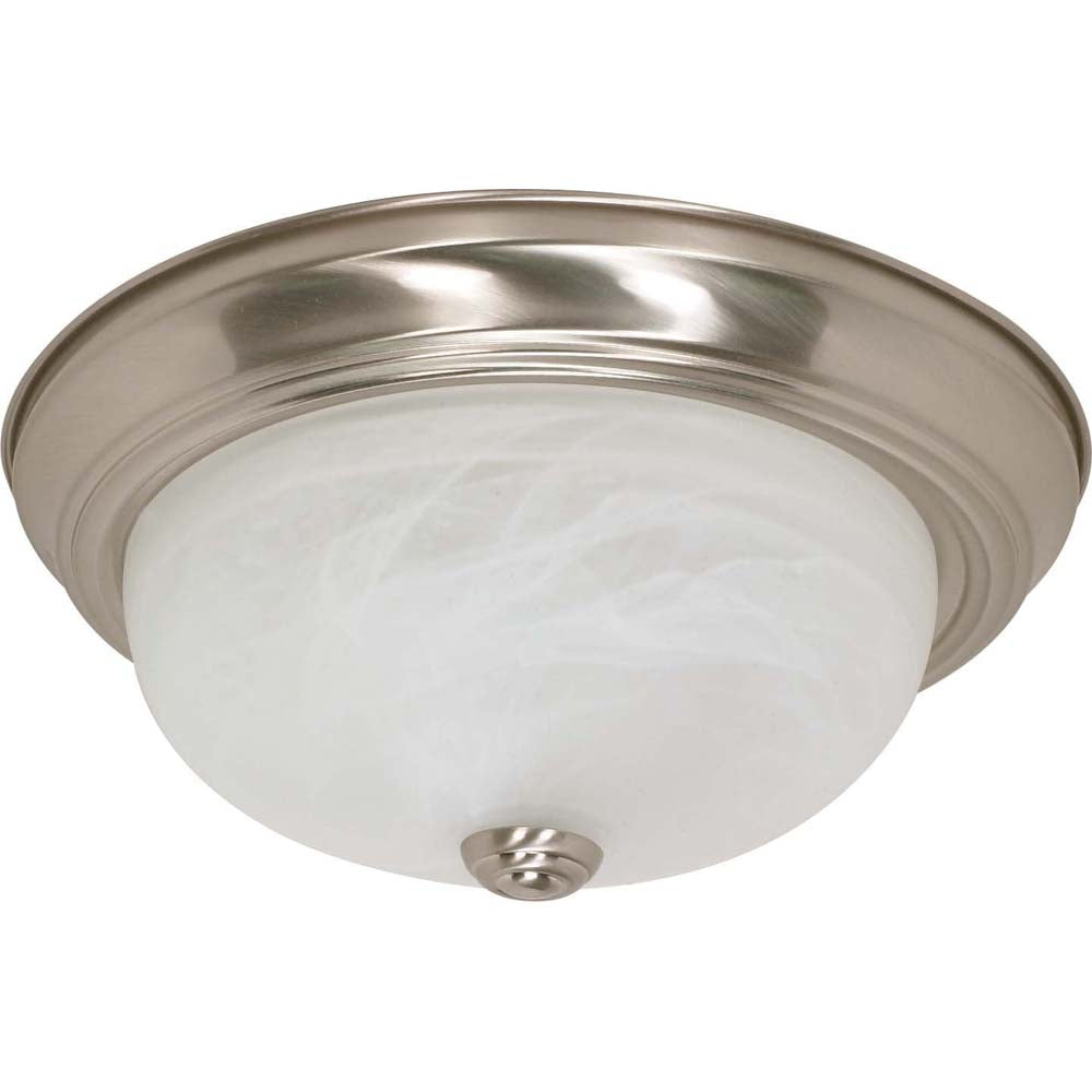 Nuvo 2-Light 13" Flush Mount Fixture w/ Alabaster Glass in Brushed Nickel Finish