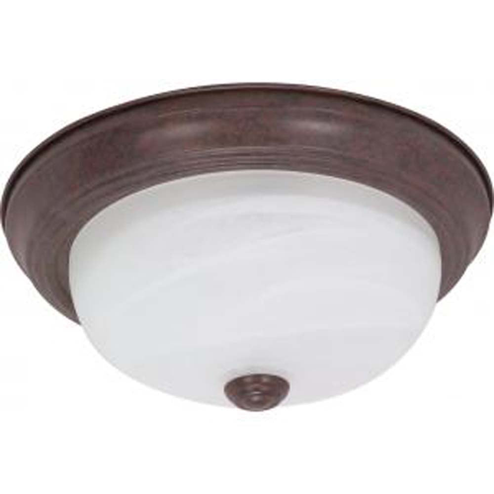 Nuvo 2-Light 11" Flush Mount Fixture w/ Alabaster Glass in Old Bronze Finish