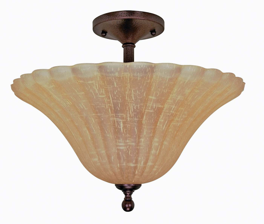 Nuvo Moulan ES - 3 Light Semi Flush w/ Champagne Linen Glass - (Lamp Included)