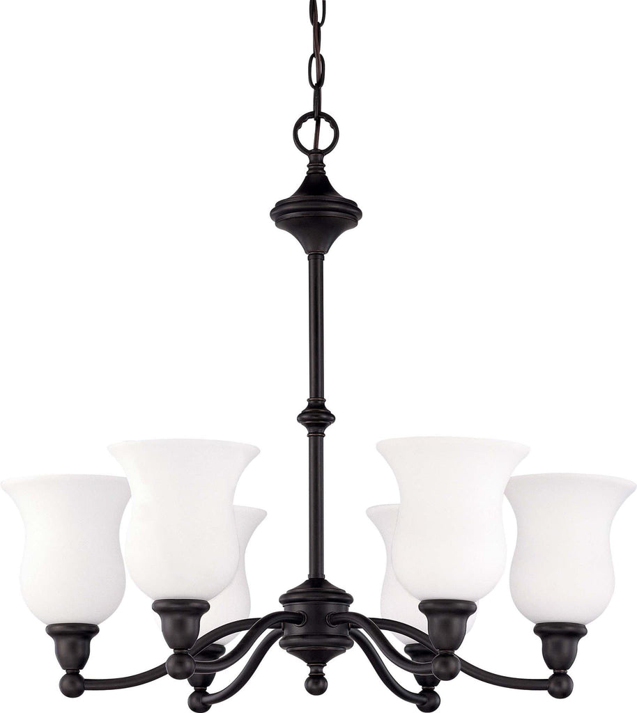 Nuvo Glenwood ES - 6 Light Chandelier w/ Satin White Glass - (Lamp Included)