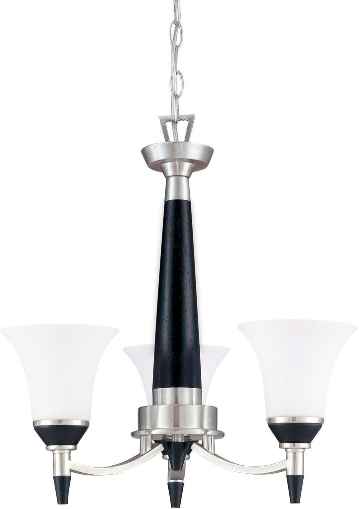 Nuvo Keen ES - 3 Light Chandelier w/ Satin White Glass - (Lamp Included)