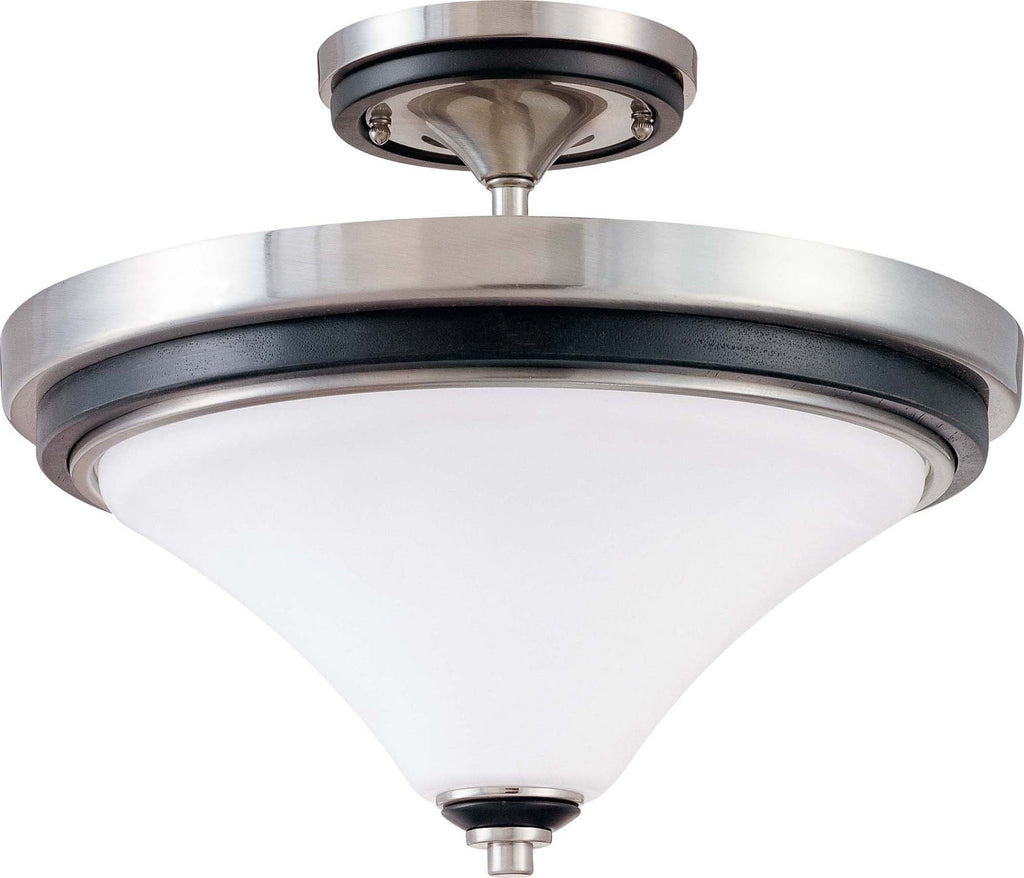 Nuvo Keen ES - 2 Light Semi Flush w/ Satin White Glass - (Lamp Included)