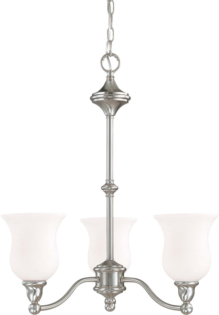 Nuvo Glenwood ES - 3 Light Chandelier w/ Satin White Glass - (Lamps Included)