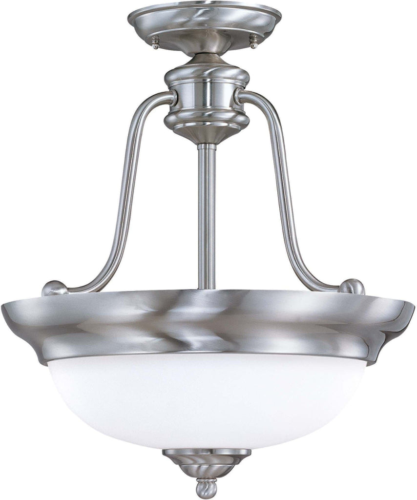 Nuvo Glenwood ES - 3 Light Semi Flush w/ Satin White Glass - (Lamps Included)