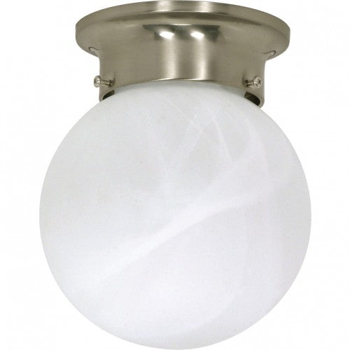 Nuvo 1-Light 6" Ball Flush Fixture w/ Alabaster Glass in Brushed Nickel Finish