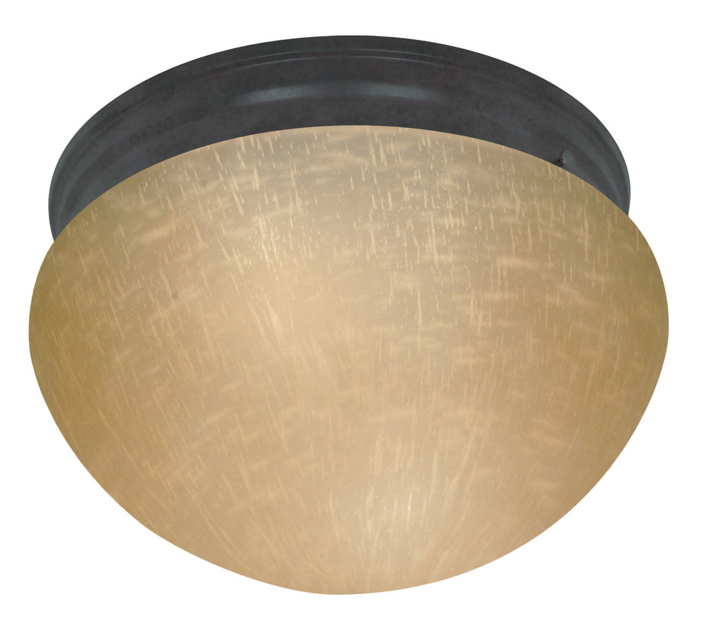 Nuvo 2-Light 12" Flush Mounted Light w/ Champagne Linen Glass in Mahogany Bronze