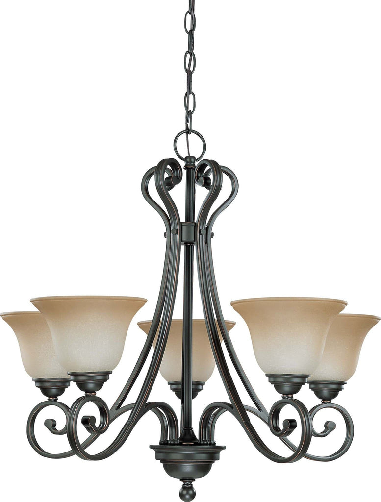 Nuvo Montgomery - 5 Light (arms up) Chandelier w/ Champagne Linen Glass