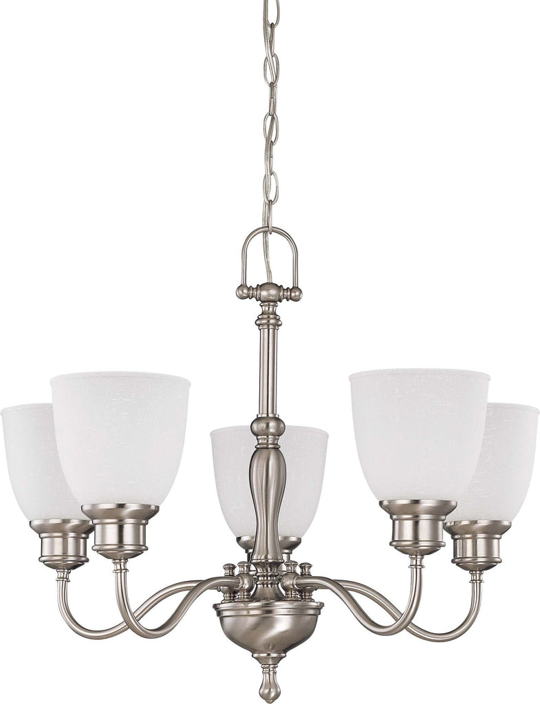 Nuvo Bella - 5 Light (arms up) Chandelier w/ Frosted Linen Glass