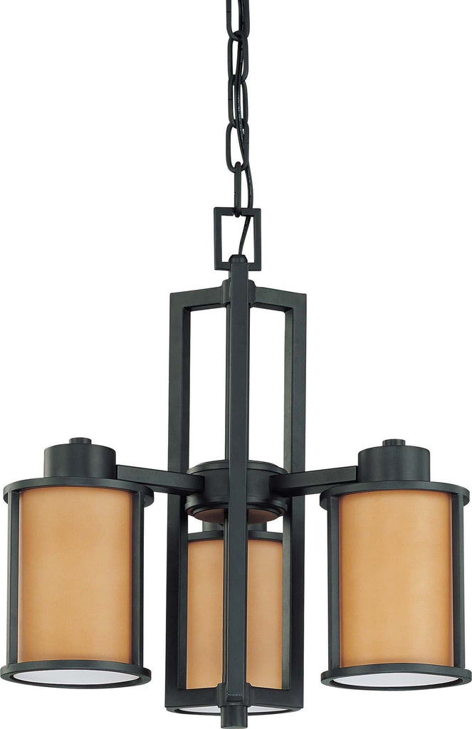 Nuvo Odeon - 3 Light (convertible up/down) Chandelier w/ Parchment Glass
