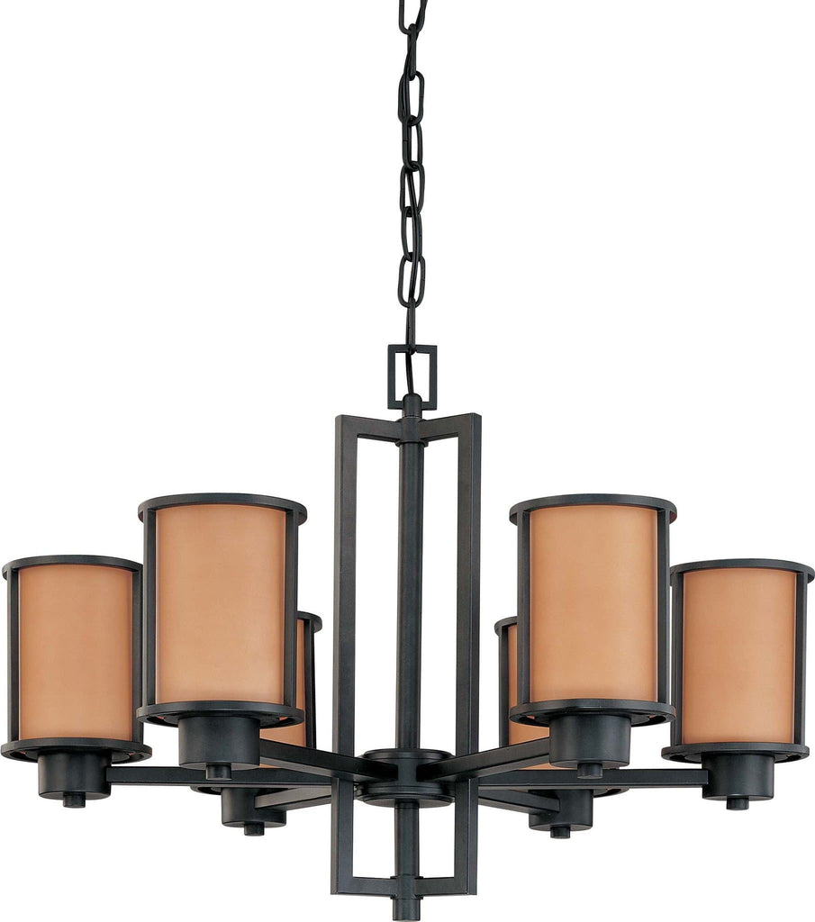 Nuvo Odeon - 6 Light (convertible up/down) Chandelier w/ Parchment Glass