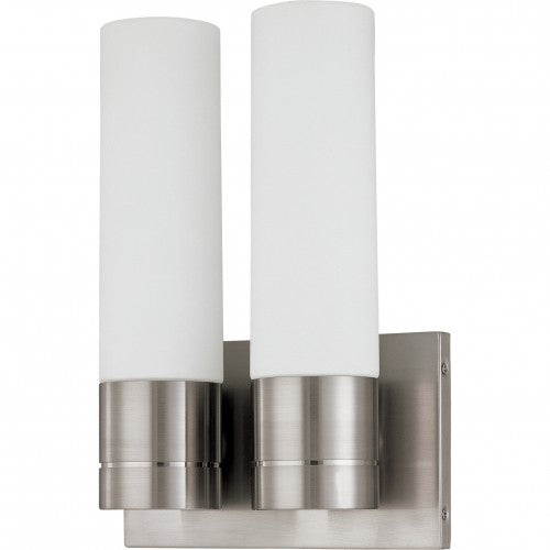 Nuvo Link - 2 Light (Twin)Tube Wall Sconce w/ White Glass