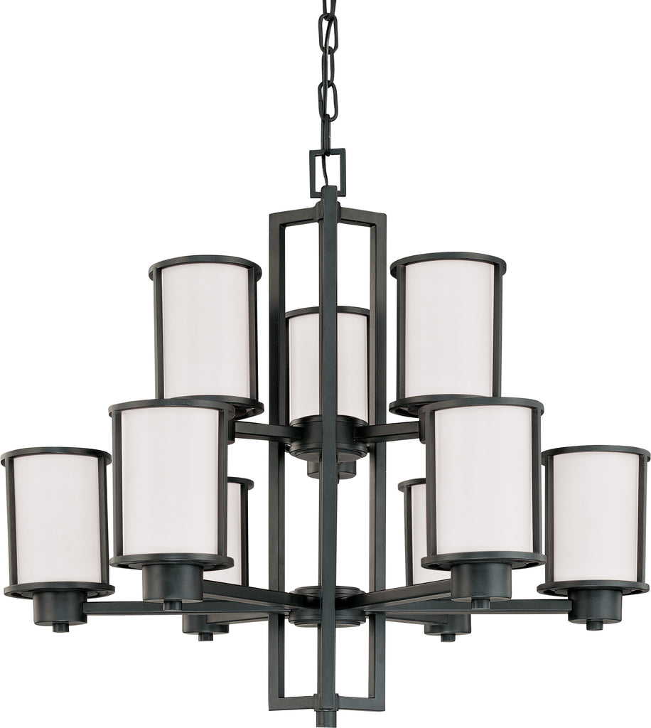 Odeon 9-Light Hanging Mounted Chandelier Light Fixture in Aged Bronze Finish