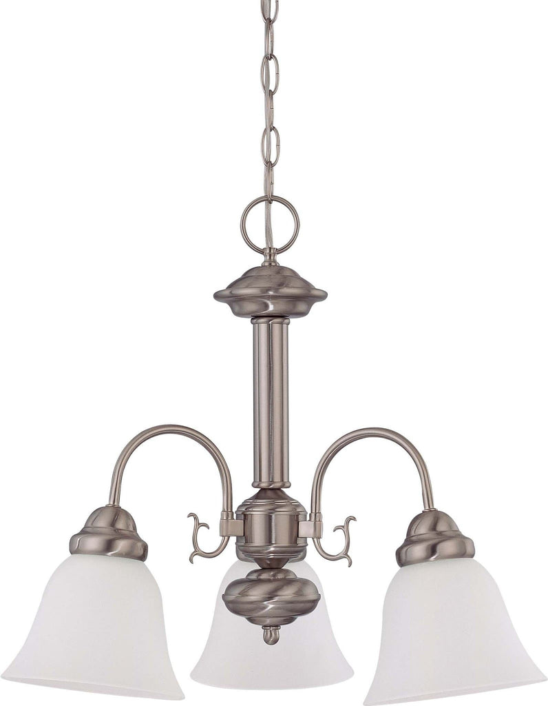 Nuvo Ballerina ES -20in Chandelier w/ Frosted White Glass, 3 Lamps 13w GU24