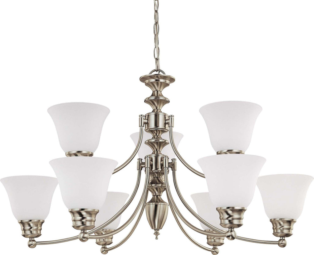 Nuvo Empire ES - 9 Light 32 inch Chandelier w/ Frosted White Glass - (9) 13w GU24 Lamps Incl.