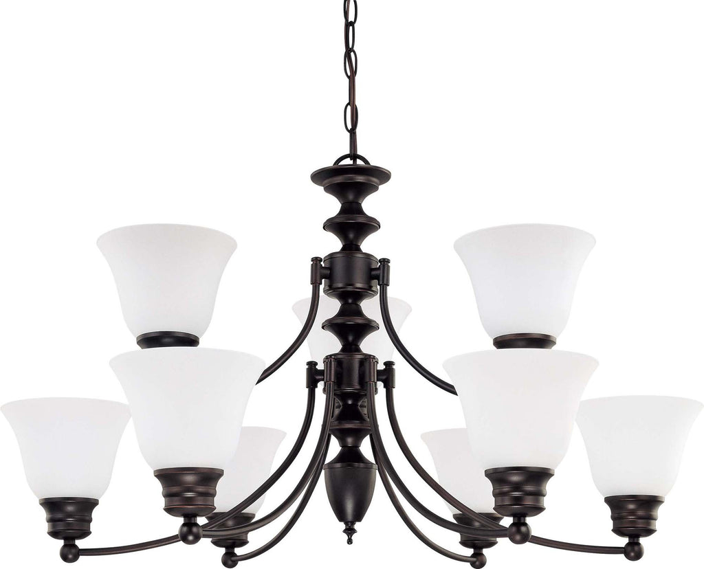Nuvo Empire ES - 9 Light 32 in Chandelier w/Frosted White Glass - 13w GU24 Lamps