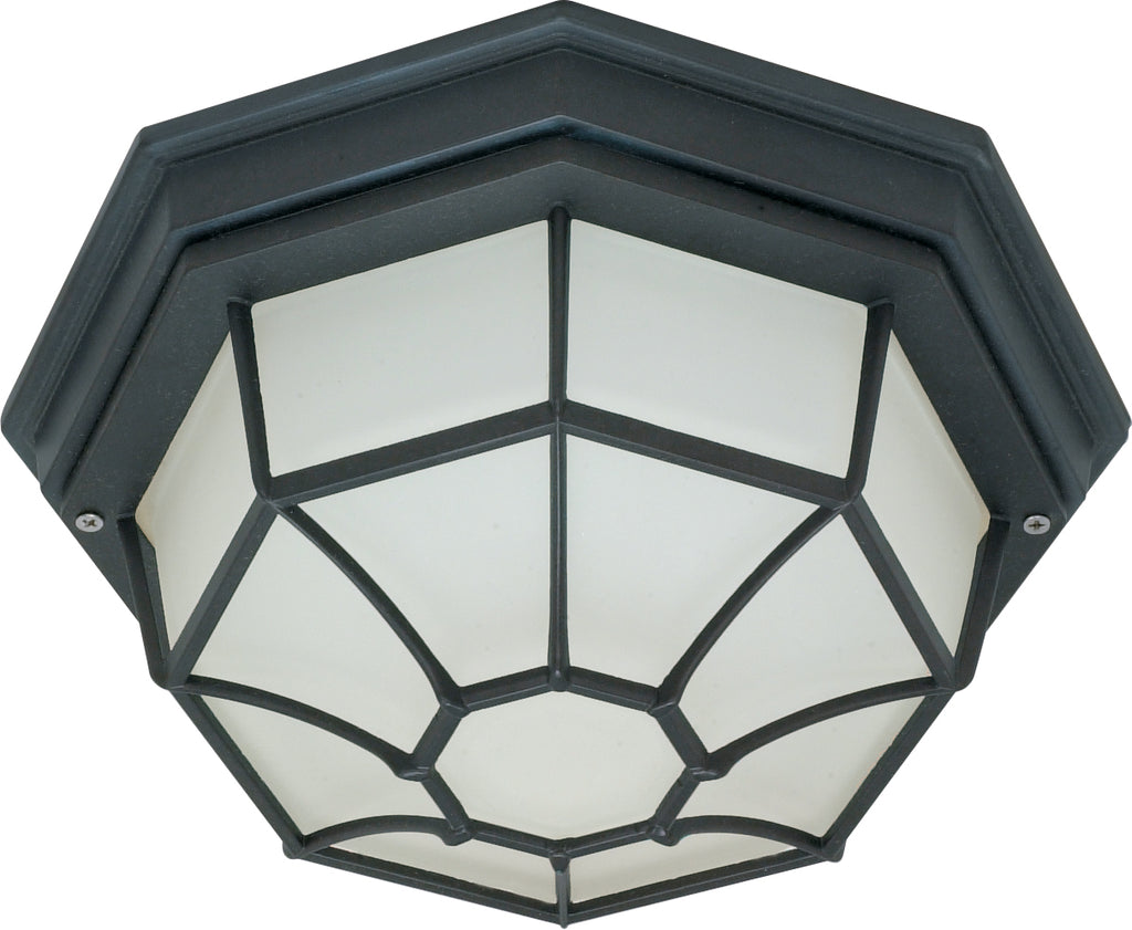 1-Light Flush Mounted Outdoor Light Fixture in Textured Black Finish