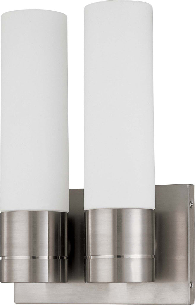 Nuvo Link ES - 2 Light (Twin)Tube Wall Sconce w/ White Glass -  13w GU24 Lamps
