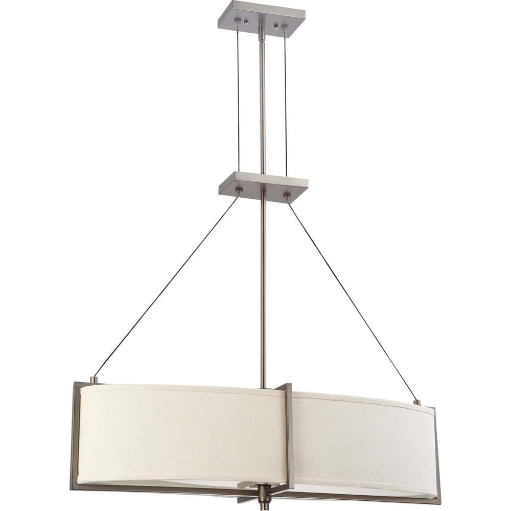 Nuvo Portia ES - 4 Light Oval Pendant w/ Khaki Fabric Shades - (4) 13w GU24 Lamps Included