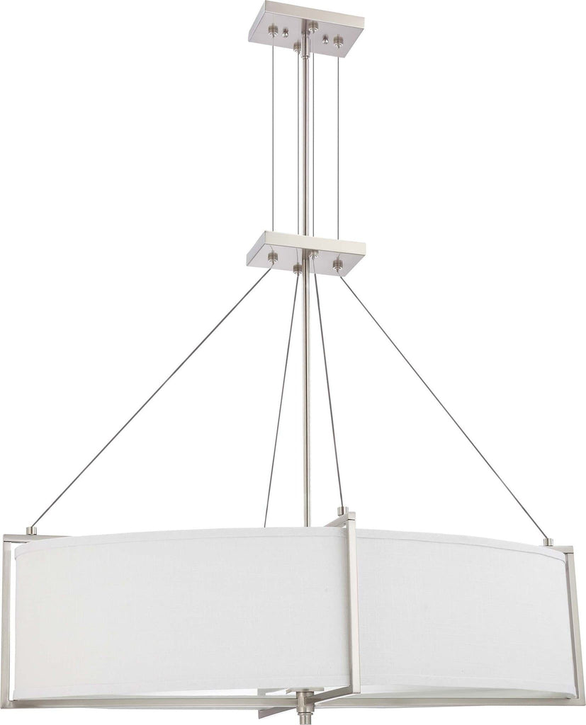 Nuvo Portia - 4 Light Oval Pendant w/ Slate Gray Fabric Shade