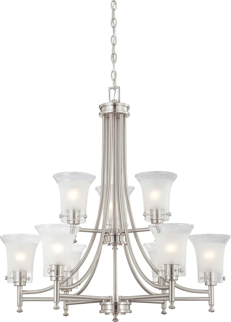 Nuvo Patrone - 9 Light Chandelier w/ Clear & Frosted Glass