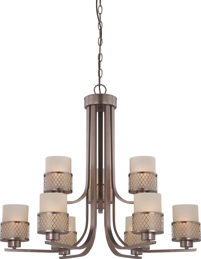 Nuvo Fusion - 9 Light Chandelier w/ Russet Glass