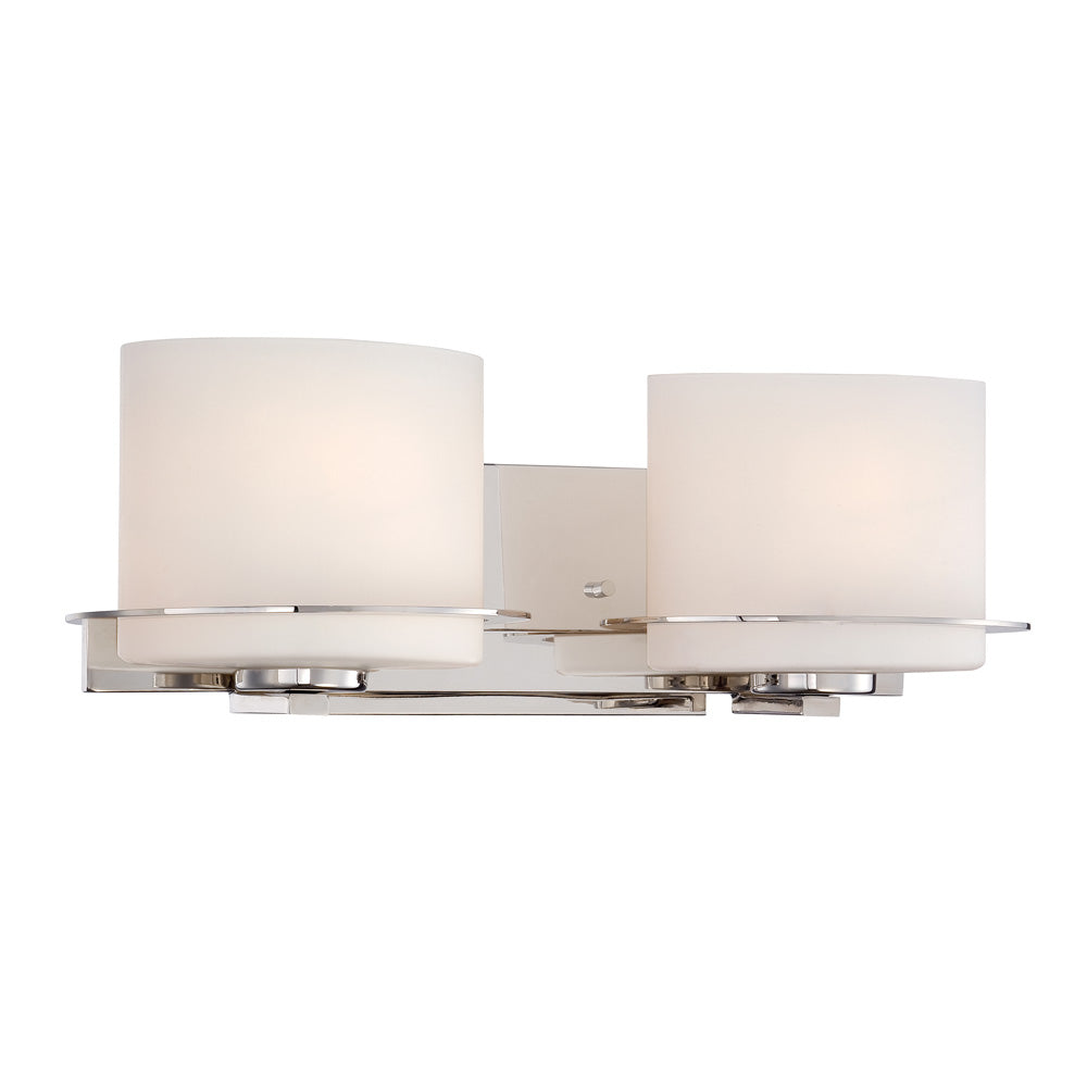 Nuvo Loren 2-Light Vanity Light w/ Oval Frosted Glass in Polished Nickel Finish