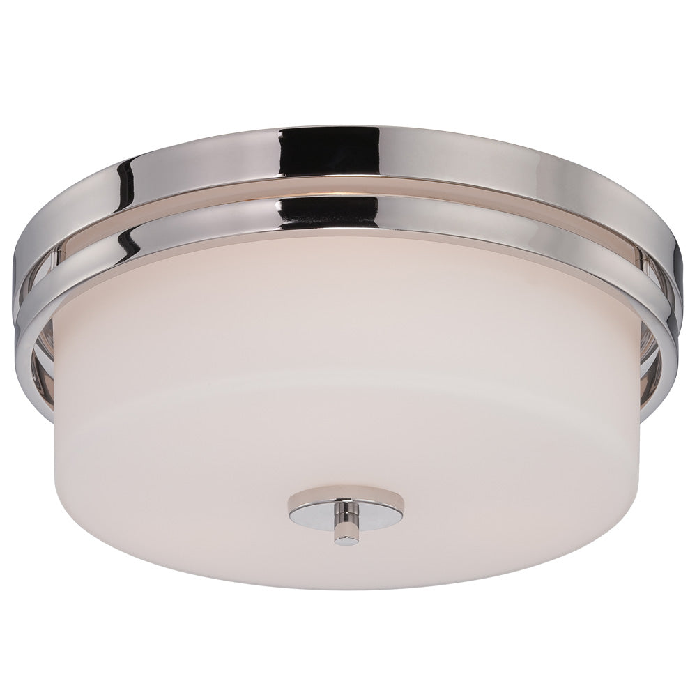 Nuvo Parallel 3-Light Flush Fixture w/ Etched Opal Glass in Polished Nickel