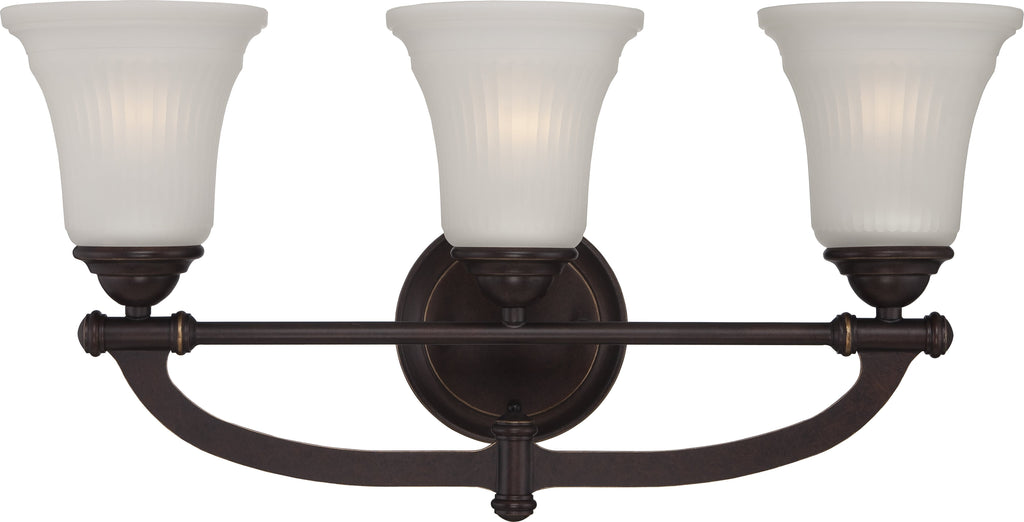 Monroe - 3 Light Vanity Fixture w/ Frosted Ribbed Glass
