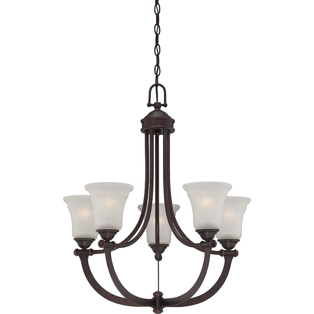Monroe - 5 Light Chandelier w/ Frosted Ribbed Glass