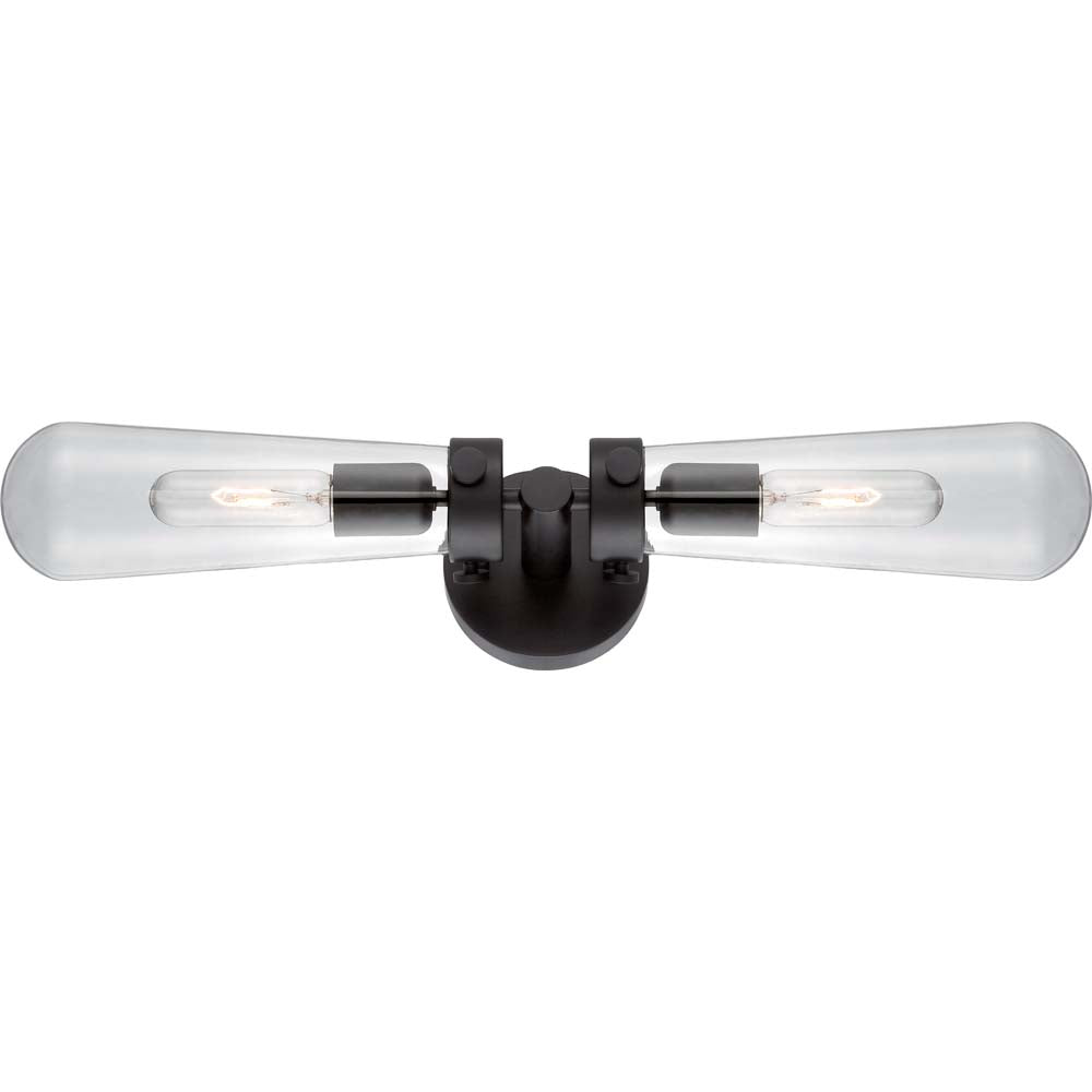 Nuvo Beaker 2-Light Wall Sconce w/ Clear Glass in Aged Bronze Finish