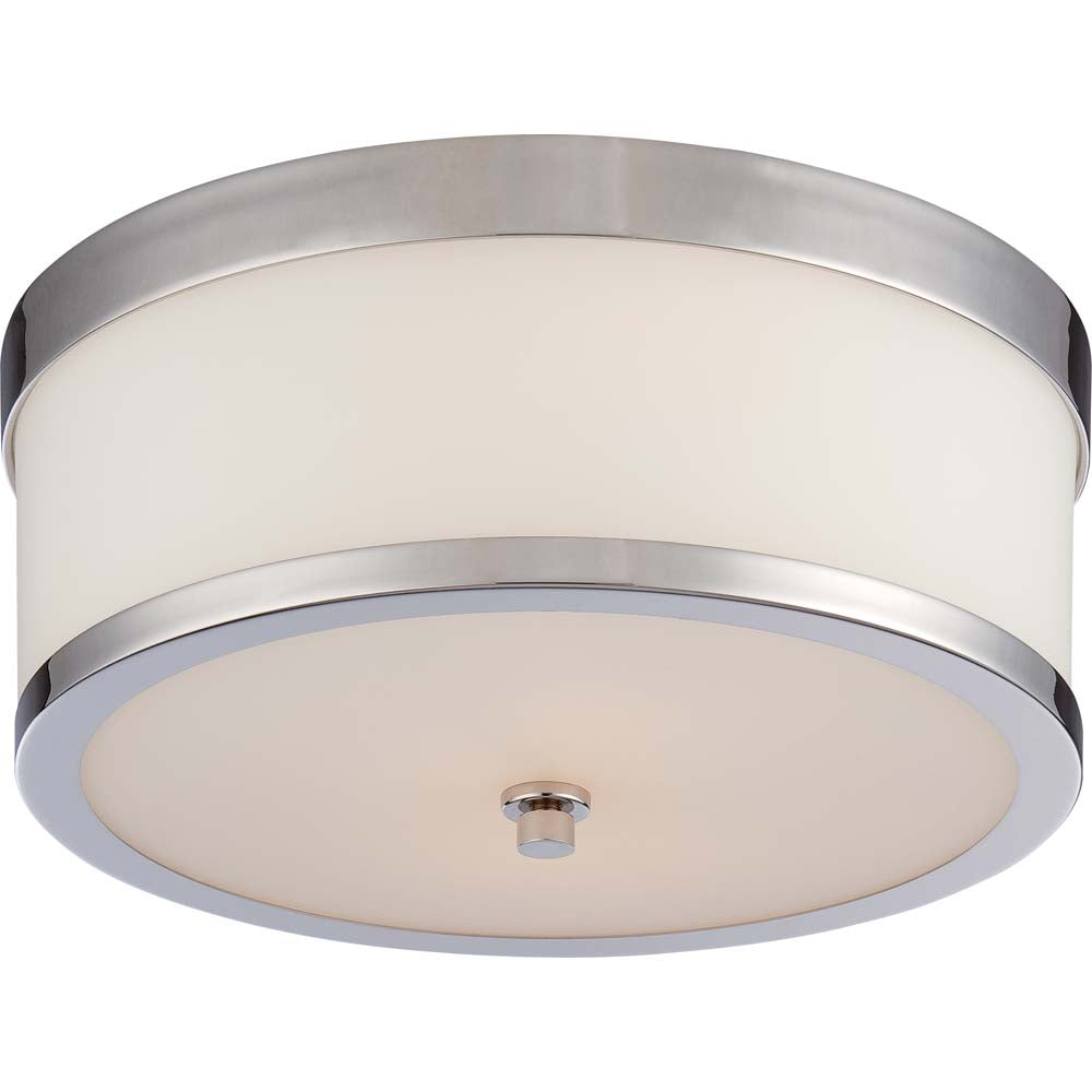Nuvo Celine 2-Light Flush Mounted Light w/ Etched Opal Glass in Polished Nickel