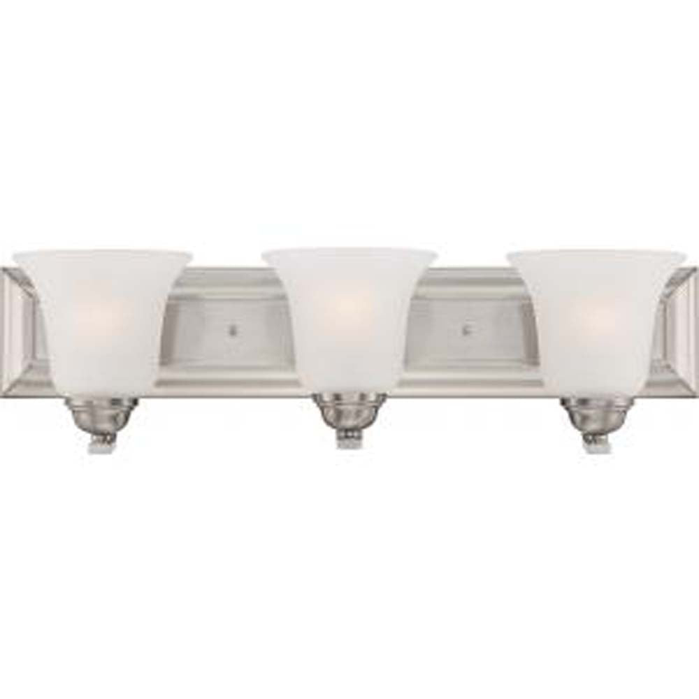 Nuvo Elizabeth 3-Light Vanity Fixture w/ Frosted Glass in Brushed Nickel Finish