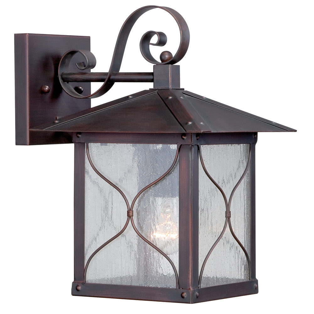 Vega 1 LT 9" Outdoor Wall Fixture w/ Clear Seed Glass