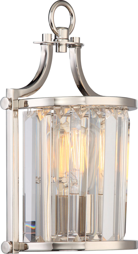 Nuvo Krys 1-Light Wall Sconce w/ Crystal Accent in Polished Nickel Finish