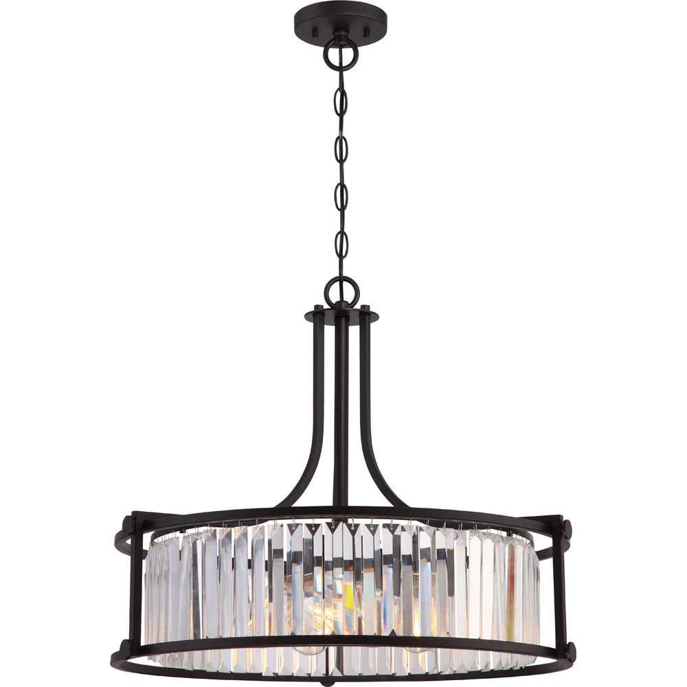Nuvo Krys 4-Light Pendant Fixture w/ Crystal Accent in Aged Bronze Finish
